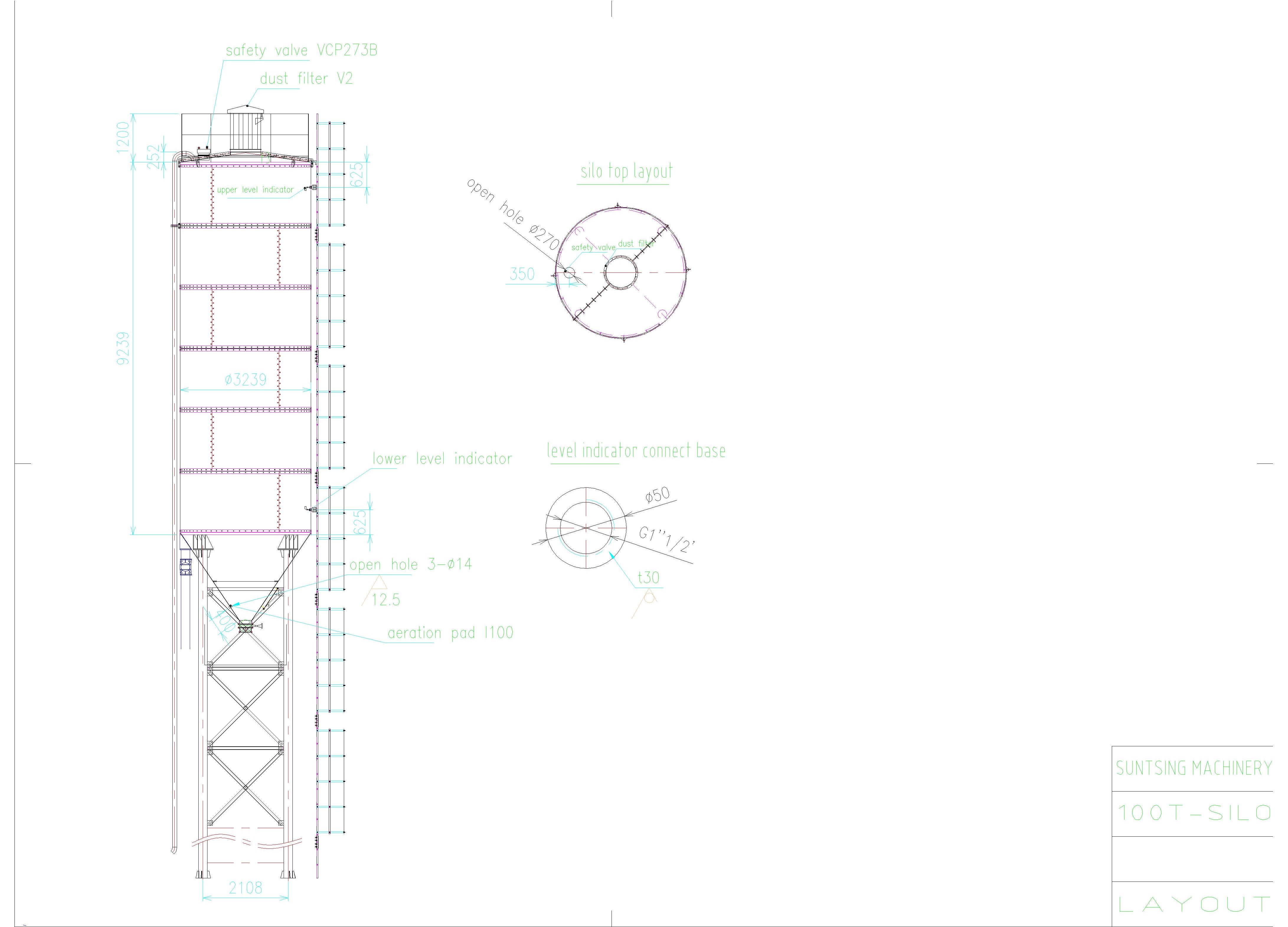 100T cement silo layout